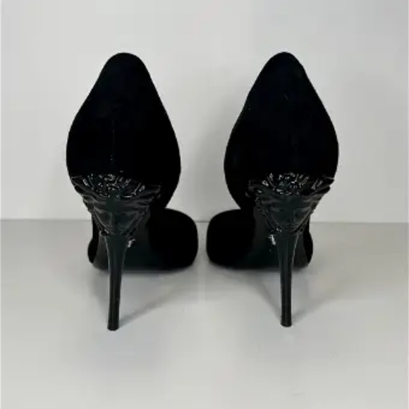 Versace Black Suede Heels with Medusa Heel - Picture 3 of 4